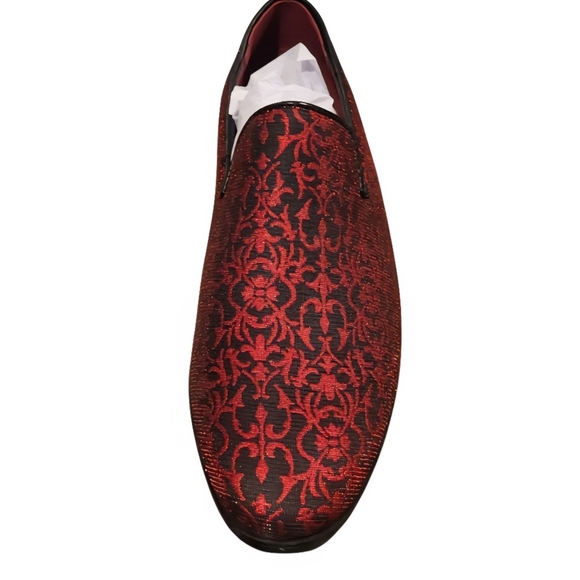 Enzo Romeo Ark1 Satin Red Floral Smoking Slippers New! Size 10 - Picture 2 of 10